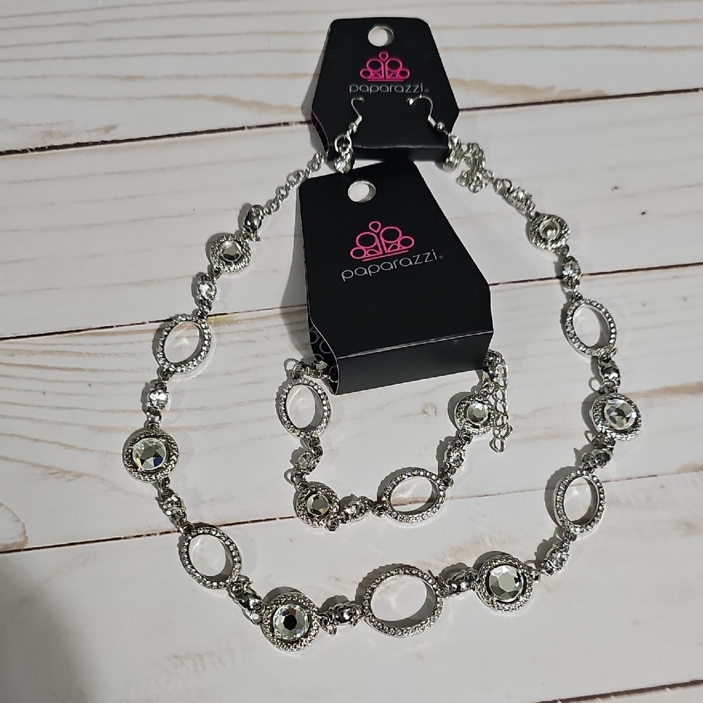 20 For $45 Paparazzi Silver Necklace with Clear Gems